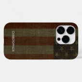 リーネン仕上げと名前を持つグレンジーなアメリカ国旗 Case-Mate iPhoneケース (裏面 (横))