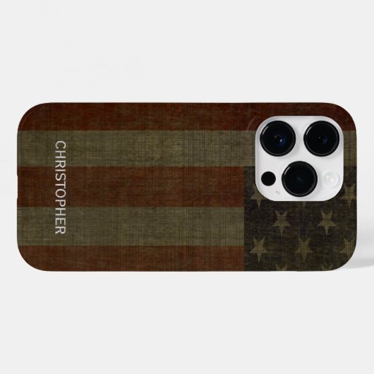 リーネン仕上げと名前を持つグレンジーなアメリカ国旗 Case-Mate iPhoneケース (裏面 (横))