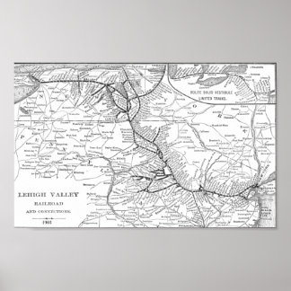リーハイバレー鉄道地図1903年のポスター ポスター