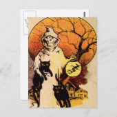 リーパーブラックキャット(ヴィンテージハロウィンカード) ポストカード (正面/裏面)