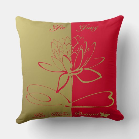 リーヒラーデザインロゴアクセント金ゴールド赤 クッション (裏面)