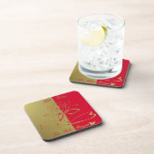 リーヒラーデザインロゴアクセント金ゴールド赤 コースター (右側)