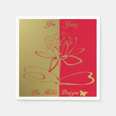 リーヒラーデザインロゴアクセント金ゴールド赤 スタンダードカクテルナプキン (正面)