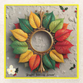 "リービクリスマスお祝い" ガラスコースター (正面)