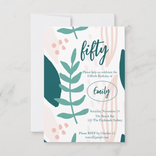 リービパステルグリーン50thバースデーパーティーへの招待 招待状 (正面)