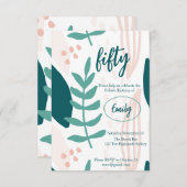 リービパステルグリーン50thバースデーパーティーへの招待 招待状 (正面/裏面)