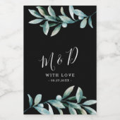 リービボタニカルブラックミニワイン結婚ズラベル ワインラベル (シングルラベル)