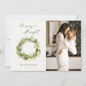 リービーウィンターリースメリーと明るいクリスマスフォト シーズンカード (正面)