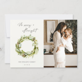リービーウィンターリースメリーと明るいクリスマスフォト シーズンカード
