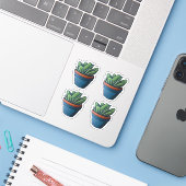 リービーグリーンハウスプラントインブルーポットデザイン シール (ノートパソコンとiPhone)