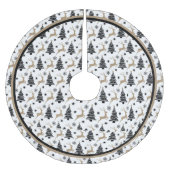 リーピングディアブラック&ホワイトテーマかわいい ブラッシュドポリエステルツリースカート (正面)