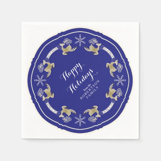 リーピングトナディアハッピーホリデーズスノーフレークパーティー スタンダードカクテルナプキン (正面)