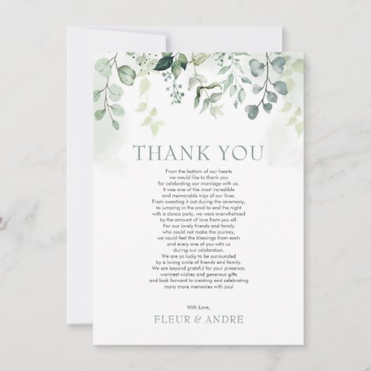 リーピーセージグリーンユーカリ庭園の結婚式 サンキューカード (正面)