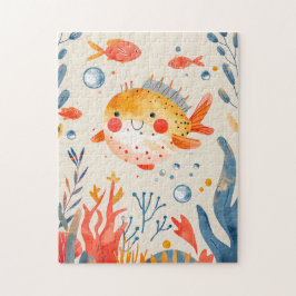 リーフおもしろい近くのフグ鮮やかフィッシュ ジグソーパズル