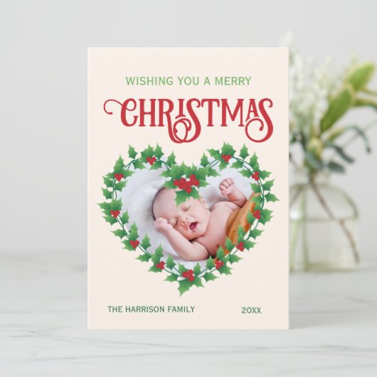 リーフすてきハートクリスマスフレーム写真 シーズンカード (スタンド正面)