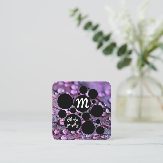 リーフとウォーターのビーズ | 野生生物写真 スクエア名刺 (スタンド正面)