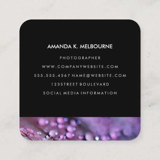 リーフとウォーターのビーズ | 野生生物写真 スクエア名刺 (裏面)