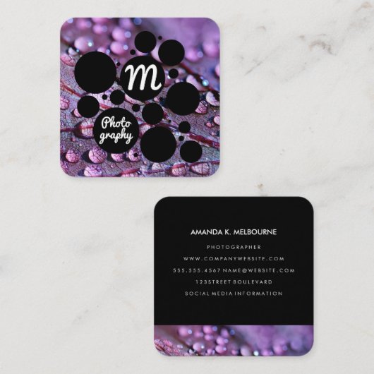 リーフとウォーターのビーズ | 野生生物写真 スクエア名刺 (正面/裏面)