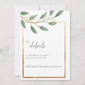 リーフとブロンズ縁ど、ミニマ結婚リスト 招待状 (裏面)