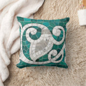 リーフと渦巻き大理石モザイクアート –  クッション (ブランケット)