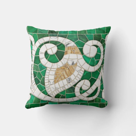 リーフと渦巻き大理石モザイクアート – クッション (裏面)