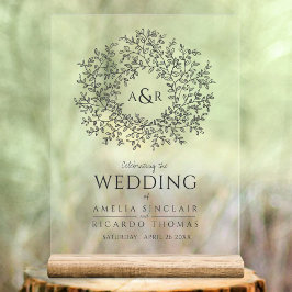 リーフの円の線結婚のアートの濃い灰色と白 アクリルサイン