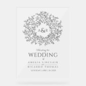 リーフの円の線結婚のアートの濃い灰色と白 アクリルサイン (正面)