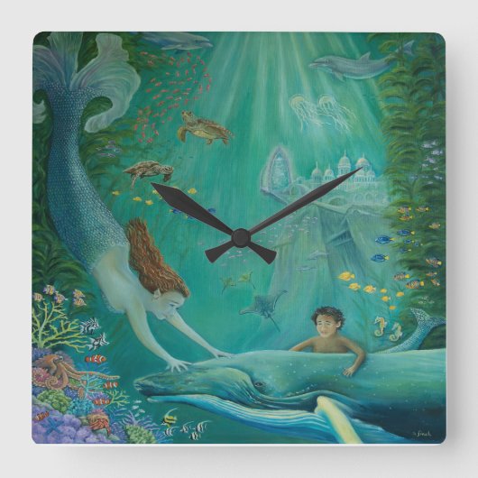 リーフの向こうからアトランティス スクエア壁時計 (正面)