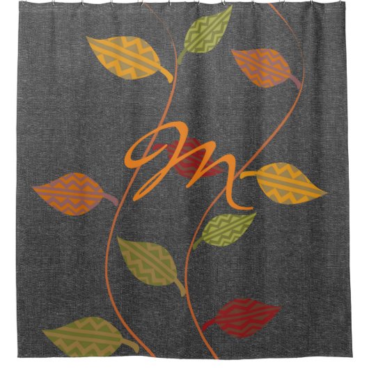 リーフはっきりしたブランチカスタムモノグラム シャワーカーテン (正面)