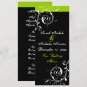 リーフを黒にスクロールし、緑色のメニュ結婚ーカード メニュー (正面/裏面)