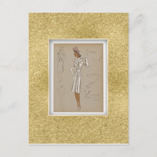 リーファー擦り切れたトップコート2ピーススーツ。1940年代 ポストカード (正面)