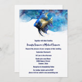 リーフアイランドエンジェルフィッシュ3Dブルー金ゴールド 招待状 (正面/裏面)