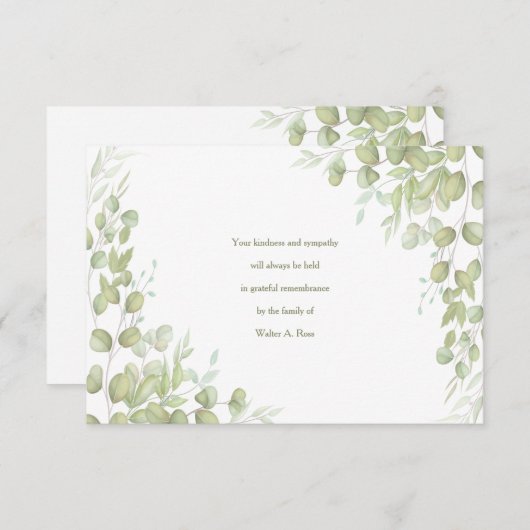 リーフアクセント悔やみや弔慰サンキューカード サンキューカード (正面/裏面)