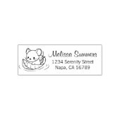 リーフアドレスに浮かぶ、かわいい小さなマウス セルフインキングスタンプ (デザイン)