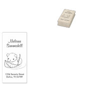 リーフアドレスに浮かぶ、かわいい小さなマウス ラバースタンプ (押印)