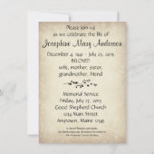 リーフィつる植物デザイン葬儀記念発表 招待状 (裏面)