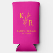 リーフィイニシャル結婚の婚約パーティ スリム缶クーラー (正面)