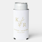 リーフィイニシャル結婚の婚約パーティ スリム缶クーラー (Seltzer正面)