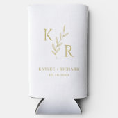 リーフィイニシャル結婚の婚約パーティ スリム缶クーラー (正面)