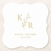 リーフィイニシャル結婚ズのリハーサル婚約パーティ ペーパーコースター (正面)