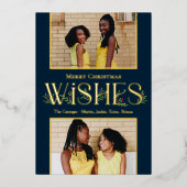 リーフィウィッシュフォイルホリデーカード編集可能カラー 箔招待状 (正面)