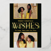 リーフィウィッシュフォイルホリデーカード編集可能カラー 箔招待状 (正面)