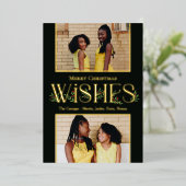 リーフィウィッシュフォイルホリデーカード編集可能カラー 箔招待状 (立ち正面)