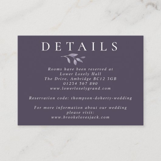 リーフィエレガンスウォーターカラーネイビー結婚ズ詳細 エンクロージャーカード (正面)