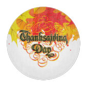 リーフィタイポグラフィ感謝祭の日言葉 カッティングボード (正面)