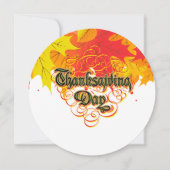 リーフィタイポグラフィ感謝祭の日言葉 シーズンカード (正面)