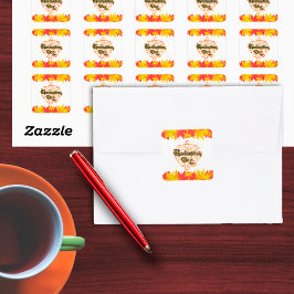 リーフィタイポグラフィ感謝祭の日言葉 スクエアシール