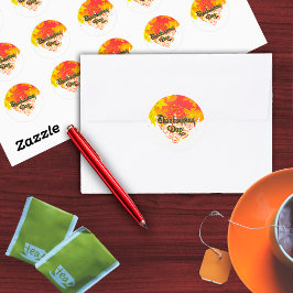 リーフィタイポグラフィ感謝祭の日言葉 ラウンドシール