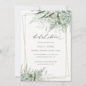 リーフィファーンサキュルトフレームブライダルシャワー招待状 サンキューカード (正面)