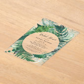 リーフィモダンー水彩色アクリルブライダルシャワー アクリル招待状 (レイダウン)